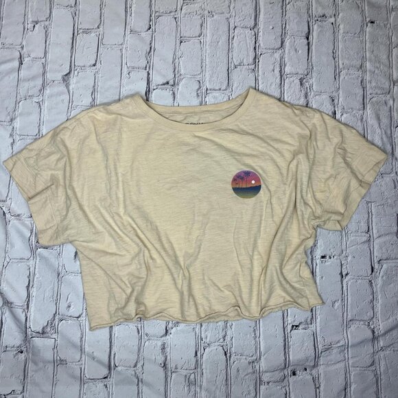 Roxy Cream Graphic Cut-Off T-shirt 100% Cotton Size Small - Picture 1 of 4